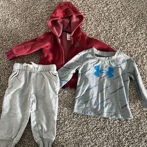 Under Armour Red Hoodie and Gray Set